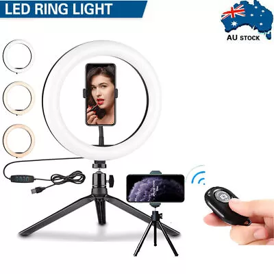 $14.95 • Buy 10”LED Ring Light Dimmable Lighting Phone Selfie Tripod Makeup Live Lamp AU