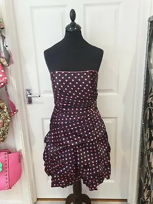 £25 • Buy JORA COLLECTION Dress Black & Pink Spotty Prom Dress Occasion Wear UK Size 14