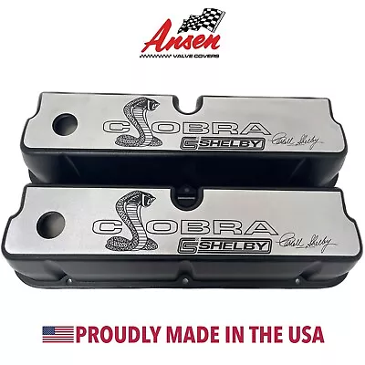 Ford 351 Windsor Tall Black Valve Covers - Engraved CS Shelby Cobra Billet Top • $295