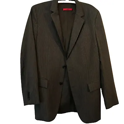 Hugo Boss Mens Gray Pinstripe Long Sleeve Notch Lapel Single-Breasted Blazer 40R • $9.99