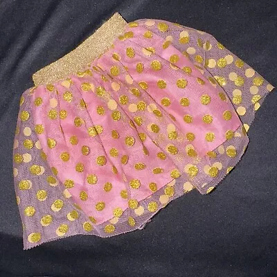 My Size Barbie 36  - 38  Doll Skirt Pink Metallic Gold Waistband Polka Dots • $12.99