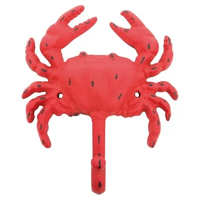 Decorative Crab Metal Coat Hook - Ocean / Nautical Coastal Home Decor RED • £15