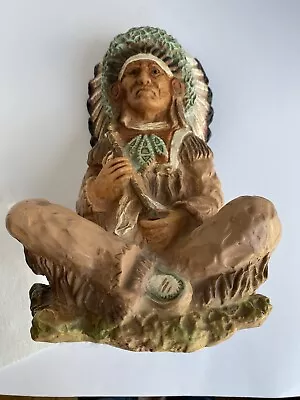 1972 Universal Statuary 225 Vintage Sitting Indian Chief With Cigar 9” Statue • $60