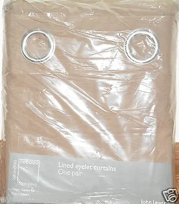 £44.99 • Buy John Lewis Cotton Rib Lined Eyelet Curtains Mocha 