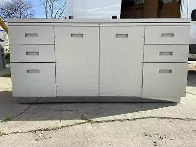 Vintage Allsteel Credenza Mid Century Industrial Sideboard Buffetanker Credenza • $1000