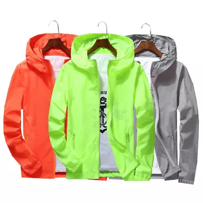 Mens Outwear Waterproof Rain Jacket Hooded Breathable Lightweight Windbreaker~ • $12.08