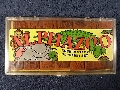 Vintage 1986 Alphazoo Rubber Stamp Alphabet Set Animals Cat Dog Made In USA • $17.90