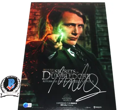 MADS MIKKELSEN SIGNED 'FANTASTIC BEASTS SECRETS' 12x18 MOVIE POSTER BECKETT COA • $169.99