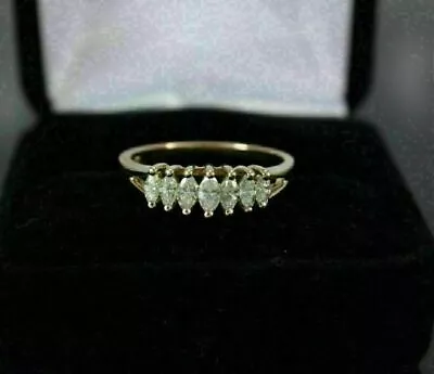 1Ct Marquise D/ Diamond 7-Stone Band Ring Lab Created Gold Plated • $67.99