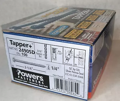 Powers  1/4  X 2-1/4  Tapper Slotted Concrete Screw Anchors Bx 100 ( 2490SD ) • $9.95