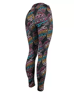 Southwest Tribal Aztec Valentine Heart Leggings Super Soft Black Background!  • $11.97