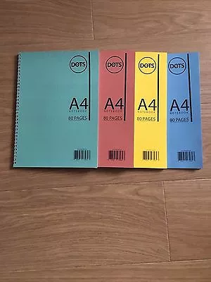 A4 Spiral Bound Notebooks 80 Pages 75gsm White Ruled With Margin - Colours • £3.89