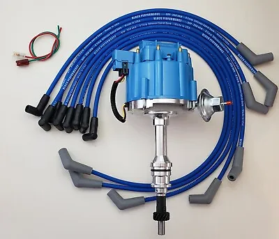 FORD 351W WINDSOR BLUE HEI DISTRIBUTOR + 8.5mm SPARK PLUG WIRES USA SMALL BLOCK • $129.95