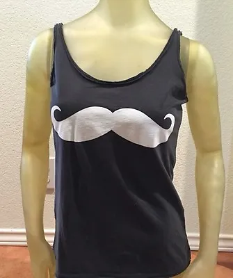 Moustache Womens Vintage Washed  Charcoal Tank Top XS S Med.  Singlet Vest • $19.99