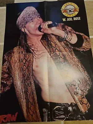 Vintage 58x42cm Massive AXL ROSE GUNS N ROSES / LITA FORD POSTER RAW MAGAZINE  • £25.99