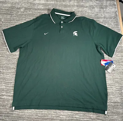 NWT Nike Michigan State Spartans Embroidered Green Golf Polo Size XXL Mens • $27