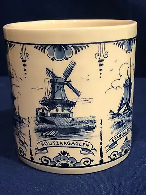 VTG Delft Blauw Holland Pottery Planter Crock Hand Painted Windmills EUC Reduced • $8.99