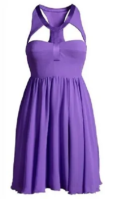 Versace H&m Purple Silk Chiffon Baby Doll Party Dress Uk 10 Eu 36 Us 6 Small New • $126.31