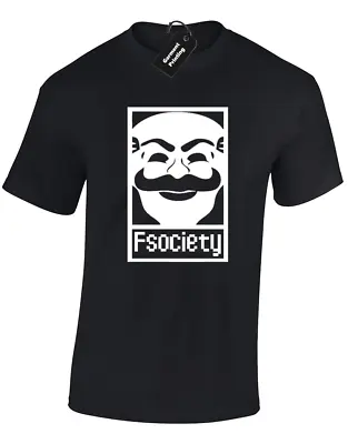 F Society Mens T Shirt Mr Robot Cool Classic Tv Anonymous Illuminati Top S - 5xl • £7.99