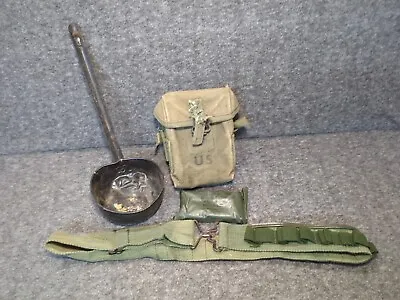 VTG Vietnam Era US Military Artillery Pouch Chow BowlFirstAid Kit&Ammo Belt  • $17