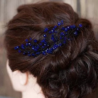 Bridal Women Navy Blue Vintage Crystal Rhinestone Vintage Hair Comb Wedding P... • $18.60