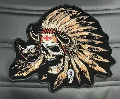 Indian Chief Large Back Biker Patch Iron On 12x11 Inch • $14.99