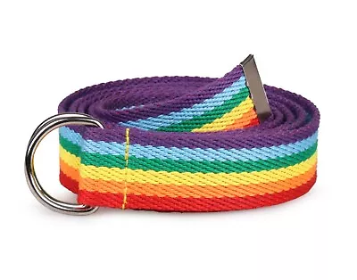 Rainbow Pride Belt Canvas Webbing Men Women Unisex Double D Ring LGBT Belts UK • £5.50