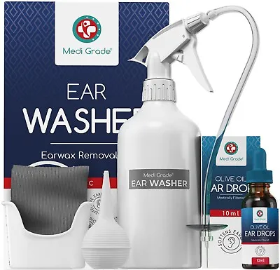 Medi Grade Ear Wax Removal Syringe Kit - Ear Wax Remover & Olive Oil Ear Drops • £23.99