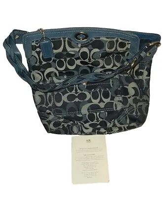 COACH Chelsea Signature Optic Canvas Monogram Blue Gray Shoulder Bag E0771-10990 • $49.95
