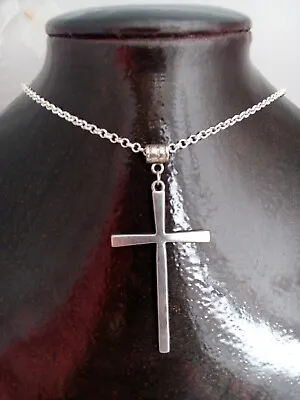 Very Long CROSS Necklace 90cm/36  Chain Large Tibet Silver Religious Gothic Rock • £4.45
