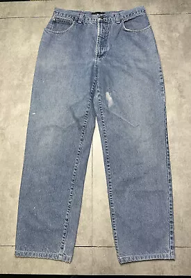 Versace Jeans Couture Jeans Mes Size 36 50 Blue Distressed Medusa Head Baggy • $32