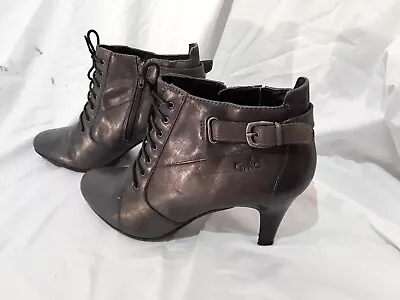 £19.99 • Buy Caprice Ladies Grey Leather High Heel Lace Up Ankle Boots Size UK6 EU39 
