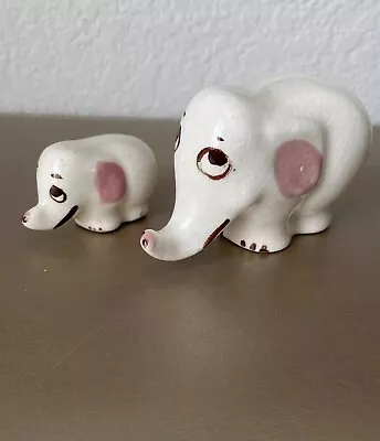 VTG 2 Rio Hondo California Art Pottery White Elephants Mini Ceramic Figurines • $22.99