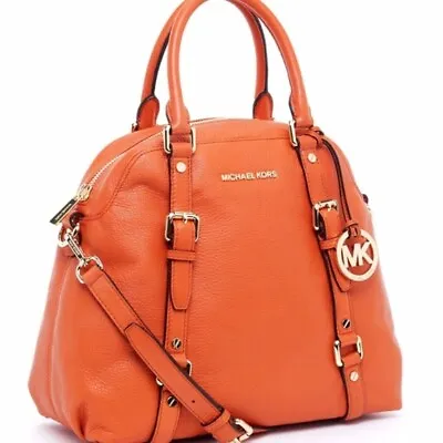 🌞michael Kors Bedford Belted Orange Tangerine Large Bowling Satchel Bag🌺nwt • $269.69