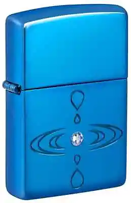 New 2024 Zippo Lighter Carved Ripples Thick Armor® Case High Polish Blue Crystal • £64.40