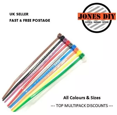 Cable Ties Zip Tie Wraps Strong Long All Colours - Black White Orange Green Red • £3.39