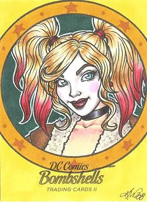 2018 Cryptozoic DC Comics Bombshells 2 Kristin Allen Sketch Card Of Harley Quinn • $382.15