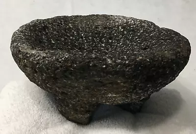 8” Mexican MOLCAJETE Volcanic Lava Stone Mortar Pestle Approx 4  Tall Vintage • $44.22