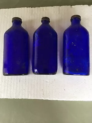 6 Vintage Genuine Phillips Cobalt Blue Bottles • $19