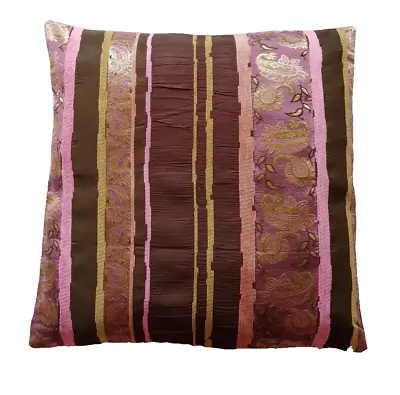 Oriental Paisley Silk Ethnic Boho Stripe Cushion Cover Purple Clearance Sale • £4.99