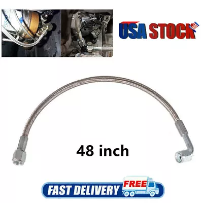 Turbo Oil Feed Line 48  Steel Braided PTFE Line 4AN 90° Straight Hose End Teflon • $8.99