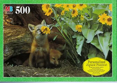 Milton Bradley Croxley Red Fox Kit Smelling Flower  500 Piece Puzzle • $9