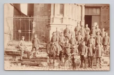 MILITARY RPPC Foreign Soldiers Horse Bicycle WWI Era Photo Postcard 6D • $5.99