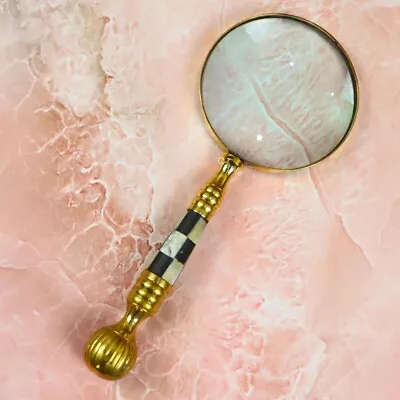 Brass Magnifying Glass - Round Magnifier Necklace Monocle Pendant Page Reading • $32.59