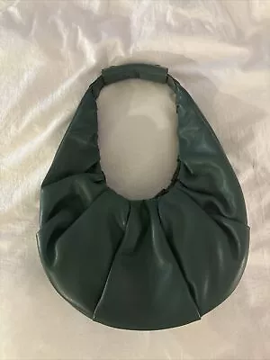 STAUD Moon Pleated Soft Lambskin Leather Bag Green Purse • $200