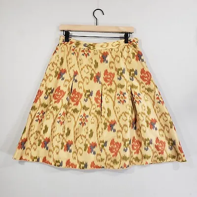 J Jill Skirt Womens 8 Petite Silk Tan Floral Short Side Zip • $10.93