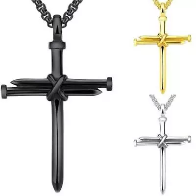 Fashion Steel Nail Rope Cross Pendant Necklace Present Gifts HOT For Men N2HOT • $1.47