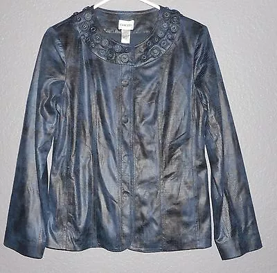 Chico's 0  PEBBLED PERFECTION  Long Sleeve Snap Front FINNEY Jacket NEW SZ 4 • $50.87