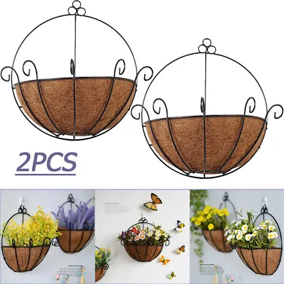 2x Wall Hanging Planter Garden Flower Pot Plant Basket Outdoor Indoor Home Decor • £10.29