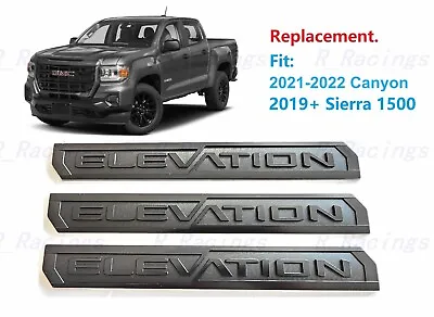 3PC Matte Black Door Rear Elevation Emblems 2019+ Sierra 1500 2021-2022 Canyon • $59.50